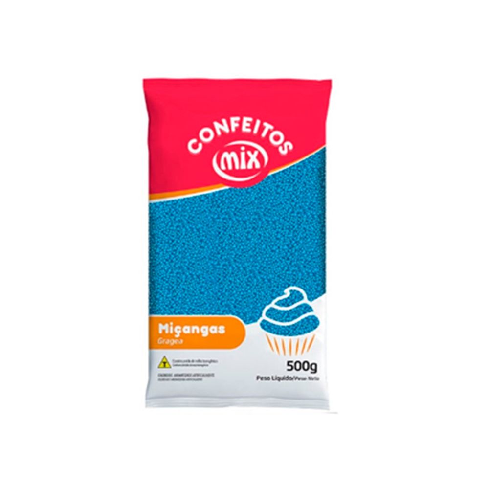 Confeito Micanga Azul Bebe 500 Gr Nudelmania