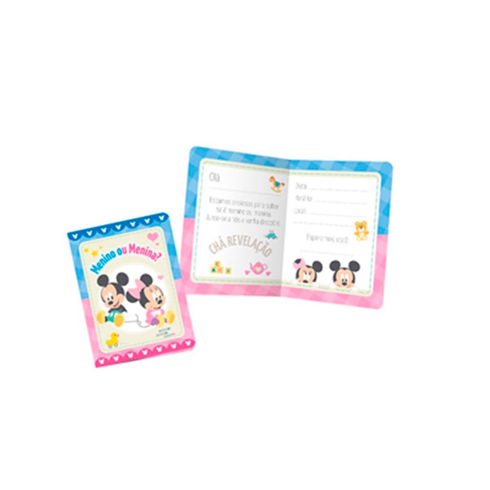 Convite Baby Disney Cha Revelacao 08 Unidades Nudelmania